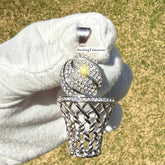 Basketball Hoop Silver Tone Stainless Steel Pendant